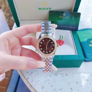 ĐỒNG HỒ NAM NỮ CAO CẤP RÔLET DÂY THÉP MẶT MÀU VIỀN HỘT 3 SIZE
