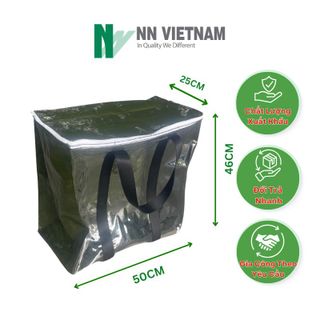 Túi Bạt Nắp Vuông Đựng Đồ, Chống Nước - Trắng Xám - Kích thước 50cm x 46cm x 25cm - Dây kéo màu đen hoặc màu trắng