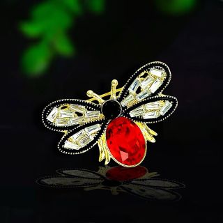 Ghim Trâm Cài Áo Hình Chú Ong Đỏ Đính Đá zircon Thanh Lịch Phong Cách Mới Cho Nam nữ (4cm)