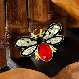 Ghim Trâm Cài Áo Hình Chú Ong Đỏ Đính Đá zircon Thanh Lịch Phong Cách Mới Cho Nam nữ (4cm)