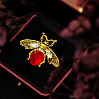 Ghim Trâm Cài Áo Hình Chú Ong Đỏ Đính Đá zircon Thanh Lịch Phong Cách Mới Cho Nam nữ (4.3cm)