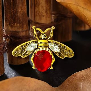 Ghim Trâm Cài Áo Hình Chú Ong Đỏ Đính Đá zircon Thanh Lịch Phong Cách Mới Cho Nam nữ (4.3cm)