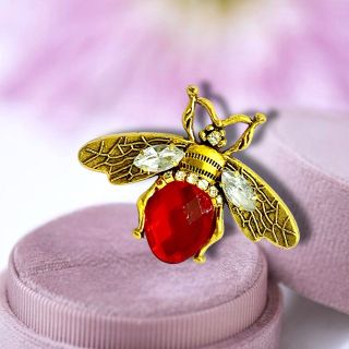 Ghim Trâm Cài Áo Hình Chú Ong Đỏ Đính Đá zircon Thanh Lịch Phong Cách Mới Cho Nam nữ (4.3cm)