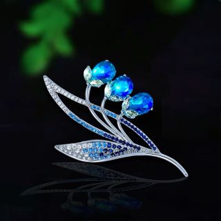 Ghim Trâm Cài Áo Hoa Chuông Xanh Đính Đá zircon Sang Trọng Phong Cách Mới Cho Nam nữ (cm)