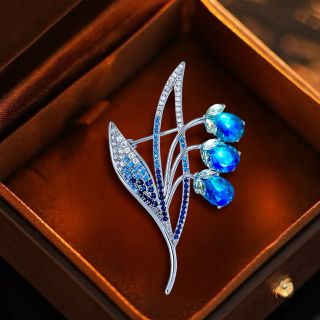 Ghim Trâm Cài Áo Hoa Chuông Xanh Đính Đá zircon Sang Trọng Phong Cách Mới Cho Nam nữ (cm)