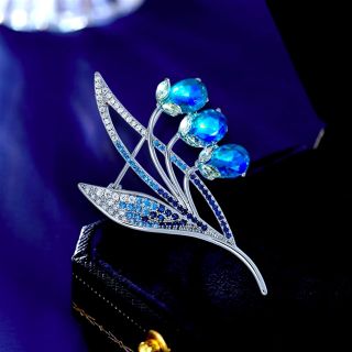 Ghim Trâm Cài Áo Hoa Chuông Xanh Đính Đá zircon Sang Trọng Phong Cách Mới Cho Nam nữ (cm)