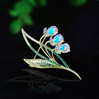 Ghim Trâm Cài Áo Hoa Chuông Xanh Lá Đính Đá zircon Sang Trọng Phong Cách Mới Cho Nam nữ (6cm)