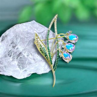 Ghim Trâm Cài Áo Hoa Chuông Xanh Lá Đính Đá zircon Sang Trọng Phong Cách Mới Cho Nam nữ (6cm)