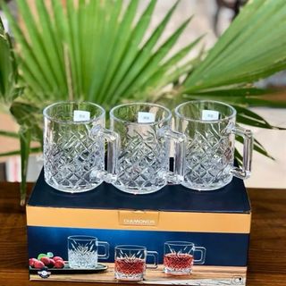BỘ 6 LY THỦY TINH CÓ QUAI CẦM VUÔNG - DUNG TÍCH 300ML