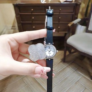 ĐỒNG HỒ NỮ CHÍNH HÃNG SCOTTIE DÂY DA MẶT CỎ BỐN LÁ NẮP FULLBOX