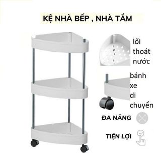 Kệ góc tam giác 3 tầng có bánh xe