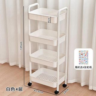 Kệ nhựa 4 tầng có bánh xe Họa Tiết (TQ)