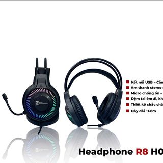 Headphone R8 H01 - có mic, cổng usb
