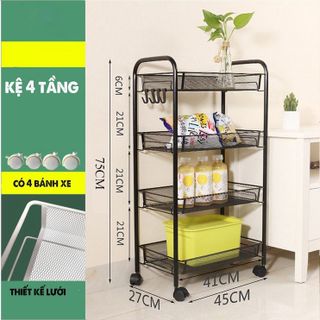 Kệ Lưới 4 tầng có bánh xe