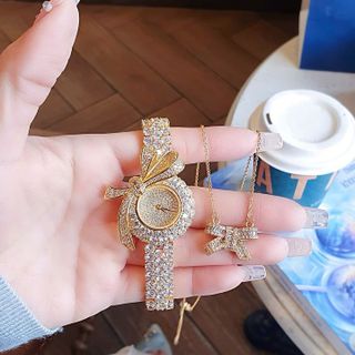 SET ĐỒNG HỒ NỮ CHÍNH HÃNG FUNMEI MẶT NƠ FULL ĐÁ FULLBOX TEM