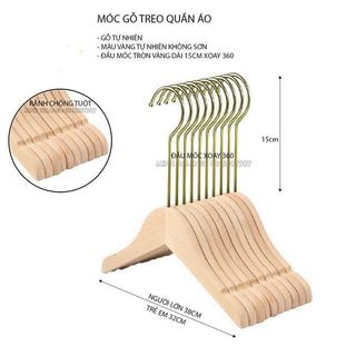 Móc Vàng Treo Đồ Khung Gỗ (Thùng 100 Cái)