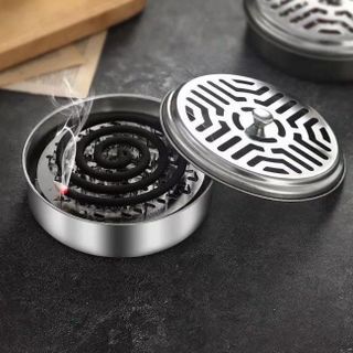 Hộp Nhang Muỗi Inox Có Nắp Đậy - clip