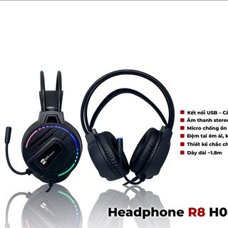 Headphone R8 H04 - có mic, cổng usb