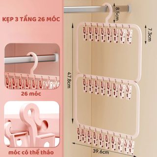 Móc treo quần áo liền 3 tầng 26 Móc