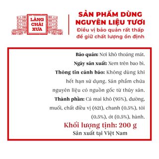 CÁ MAI CHANH TỎI ỚT LÀNG CHÀI XƯA LOẠI 1 ĐẶC BIỆT TẨM ƯỚP THƠM NGON 300 NĂM TRUYỀN THỐNG HỦ 200G