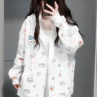 Áo Khoác Nỉ Bông In 3D Họa Tiết Hoạt Hình Chiikawa Đáng Yêu Freesize Dưới 68kg