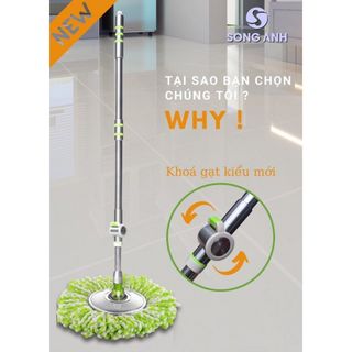 SA333 Chổi lau nhà Song Anh Xoay 360 độ, cán dài 1.35m SIÊU NHẸ bàn inox, khoá trợ lực siêu bền