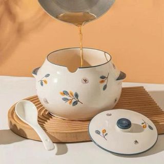 HỦ GỐM SÀNH SỨ CÓ NẮP KÈM MUỖNG 1400ML