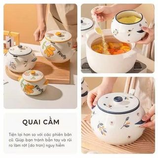 HỦ GỐM SÀNH SỨ CÓ NẮP KÈM MUỖNG 1400ML