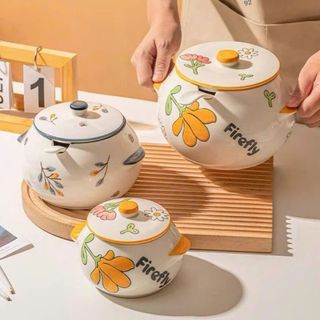 HỦ GỐM SÀNH SỨ CÓ NẮP KÈM MUỖNG 1400ML