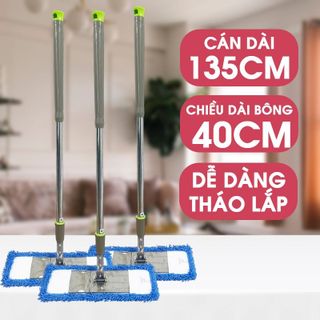 SA88 Cây lau nhà san hô Song Anh bông dài 40cm, chiều dài cán 1m35, Chổi lau sàn nhà công nghiệp inox không gỉ