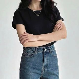 Quần Jeans Suông Xanh Trầm Ánh Rêu, Ống Rộng Vừa, Lưng Cao, Đứng Form Tốt L-03B