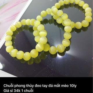 Chuỗi vòng tay phong thủy đẹp đá mắt mèo 10ly