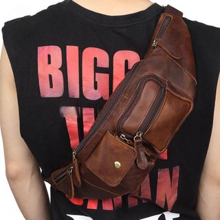 Túi đeo trước ngực nam da bò thật 6375