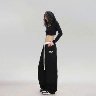 Quần Dài Ống Suông Streetwear Unisex Chất Vải 2 Da Cao Cấp, Lưng Thun Phối Màu Logo Thêu Sắc Nét