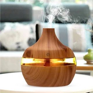 MÁY XÔNG TINH DẦU VÂN GỖ ĐÈN LED 300ML