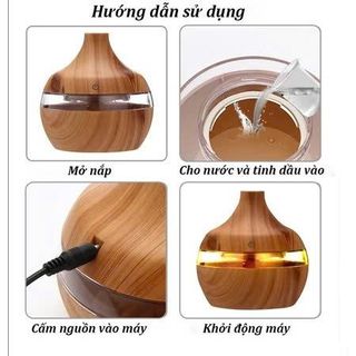 MÁY XÔNG TINH DẦU VÂN GỖ ĐÈN LED 300ML