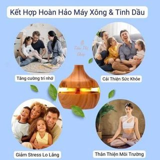 MÁY XÔNG TINH DẦU VÂN GỖ ĐÈN LED 300ML