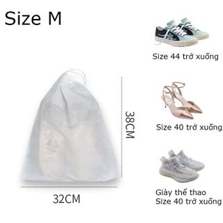 Túi đựng giày dây rút trắng size To 32x38cm