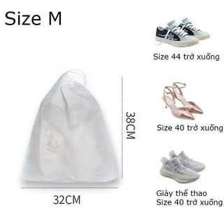Túi đựng giày dây rút trắng size To 32x38cm
