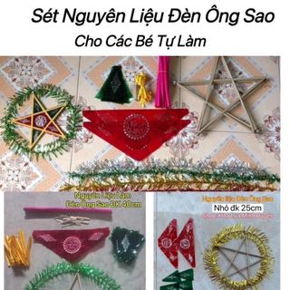 [ Tặng kèm hồ Dán ] Combo 50c - Size 25cm Nguyên Liệu Làm Đèn Ông Sao , Cách Làm Lồng Đèn Ngôi Sao , Cho Trẻ Tự Làm
