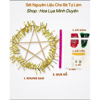 [ Tặng kèm hồ Dán ] Combo 50c - Size 25cm Nguyên Liệu Làm Đèn Ông Sao , Cách Làm Lồng Đèn Ngôi Sao , Cho Trẻ Tự Làm