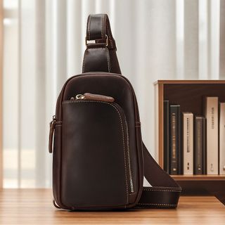 Túi đeo trước ngực nam da bò thật 6709