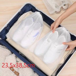 Túi đựng giày dây rút trắng 23,5x38,5cm
