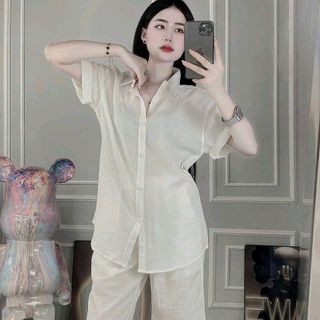 Áo sơ mi đũi tay ngắn unisex - menswear(Mã: HOKO90)