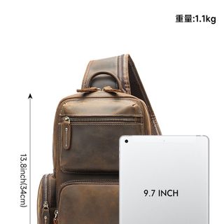 Túi đeo trước ngực nam da bò thật 9191