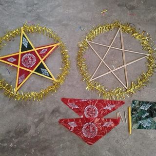 [ Tặng kèm hồ Dán ] Combo 50c - Size 40cm Nguyên Liệu Làm Đèn Ông Sao , Cách Làm Lồng Đèn Ngôi Sao , Cho Trẻ Tự Làm