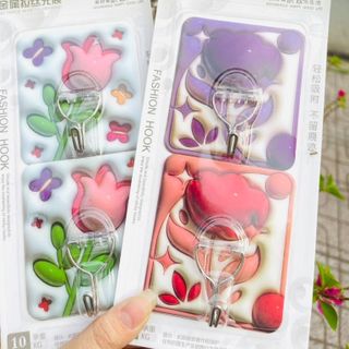 Vỉ 2 móc dán tường Hook 0085 (hình hoa)