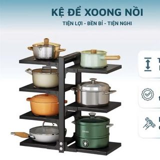 Kệ để xoong nồi chảo nhiều tầng, kệ gầm bếp đa năng chịu lực tốt