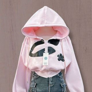 Áo Khoác Nỉ Bông Dáng Lửng In Hoa Nón Rộng Có Túi Trong , Tay Xỏ NgÓN Chống Nắng Tốt - Freesize Dưới 60kg