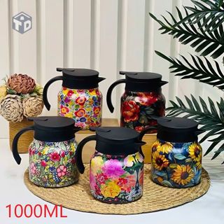 Ấm pha trà inox in hoa 1000ML